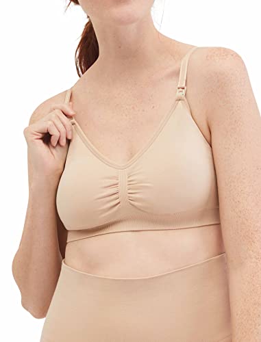 Image of Motherhood Maternity Womens Wireless Clip Down Seamless Nursing Bra for Breastfeeding Sandshell