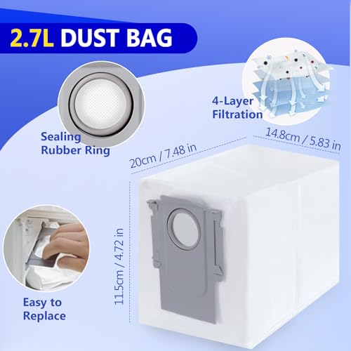 Image of 32 Pcs QV 35A Replacement Accessories Compatible with Roborock Qrevo S Pro /QV 35A / QV 35S Robot Vacuum, 2 Mainbrushes, 6 Scent Tablets, 4 HEPA Filters, 6 Dust Bags, 6 Mop Pads, 6 Side Brushes
