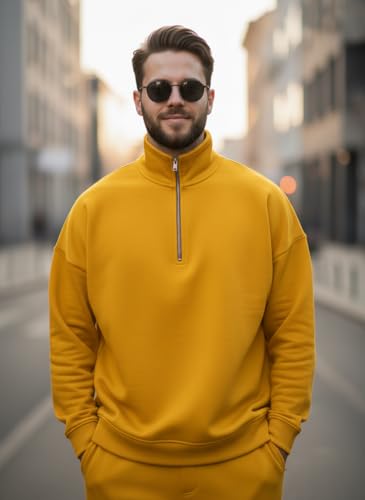 Image of Mack Jonney Solid Half Zipper Track Suit for men | Co-ord Set | Warm Fleece Tracksuit Set | Full Sleeve Sweatshirt