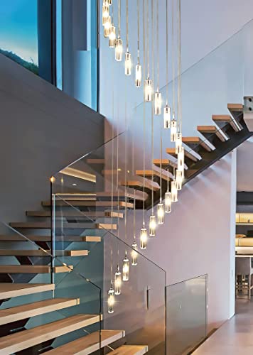 Koko&Yukina 10.5 Ft Staircase Chandeliers For High Ceilings With Crystal Long Spiral Chandeliers For High Ceilings Large Foyer Chandeliers Entryway High Ceiling Dimmable Chandelier (36 Light) #TOP8