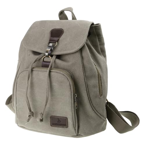YIZITU Stilvoller Canvas-Rucksack für Damen, Reise-Tagesrucksack, trendiger Schulranzen mit geräumigem Stauraum, verstellbarem Schultergurt, armee-grün
