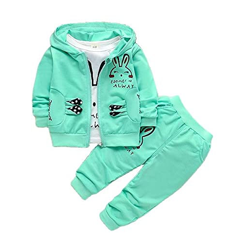 Bold N Elegant Full Sleeve Awesome Bunny Rabbit Print T-shirt with Hood Jacket & Pants 3 piece Winter Clothing Set for Infant Toddler Baby Boy Girl Kids