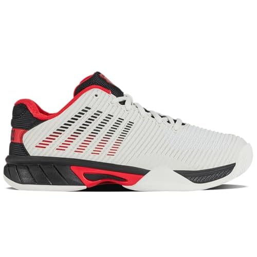 K-Swiss Kid's Hypercourt Express 2 Tennis Shoe 2 Big Kid Bright White/Stretch Limo/High Risk Red