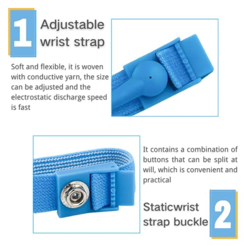 Image of ESD Safe Anti-Static Wrist Band B to C Adjustable | Electrostatic Discharge Protection for Electronics Assembly (Pack of 1)