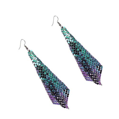 Warmhm Pendientes para Fiesta y Portátiles para Mujer de Borlas de Lentejuelas de Metal Geométricos y Diseño Elegante de