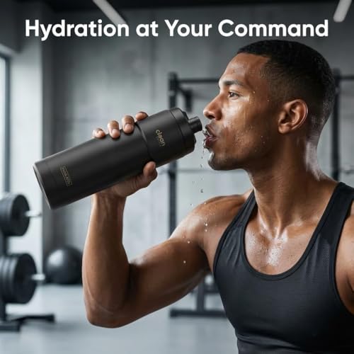 The Clean Hydration Co Botella de Agua Aislada para Bicicleta 23 oz | Boquilla Fácil de Limpiar, Botella Deportiva Fácil de Exprimir | Botella para Ciclismo Libre de BPA para Ruta y Montaña, Gimnasio y Viajes | Negro Mate miniatura 6