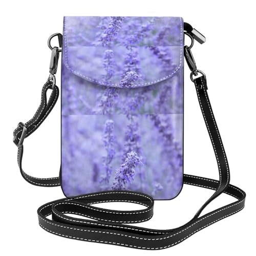 Porte-téléphone fleurs de lavande sac bandoulière portefeuille femme en cuir PU