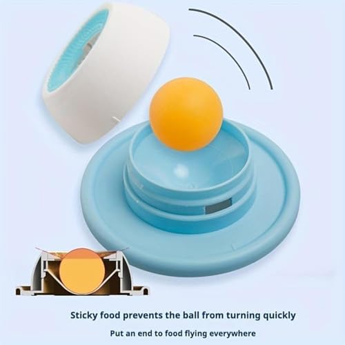 Lick Bowl Für Hunde, Nassfutter Lick Pad Mit Saugnapfbecher, Hund Leckt Futternapf mit Integrierter Drehkugel für Gelangweilte Welpen Futterausgabe (blau)
