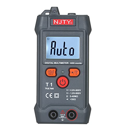 Palm-Size LCD Digital Multimeter Auto Range NCV 4000 Counts True RMS Smart Universal Tester 600V Voltmeter Ohm and Voltage Tester Measuring AC/DC Voltage Resistance ON-Off Buzzer BBZY