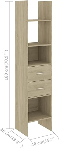 Miniatura 3 de BIGBARLEY Armario de almacenamiento de baño, armario de cocina, armario de almacenamiento de entrada de madera, gabinete de libros Sonoma Oak 15.7 x