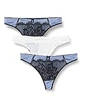 eingeschweißt traduccion  Iris & Lilly Damen Stringtanga, 3er-Pack, Mehrfarbig (hell) Denim / Schwarz / Weiß, XS, Label: XS