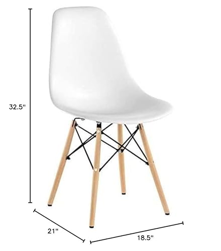Modway Pyramid Mid-Century Modern With Natural Wood Legs, Two Dining Side Chairs, White #TOP5