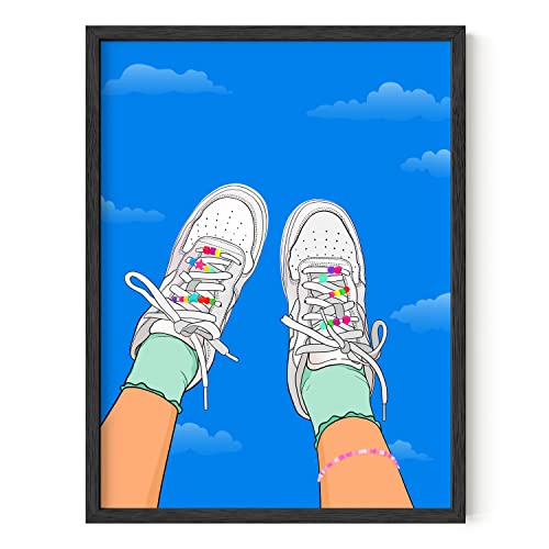HAUS AND HUES Indie & Y2K Posters – Aesthetic Preppy Wall Art, Cool Blue Prints for Teen Girls’ Bedroom Decor (Unframed, 12x16)