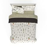 Franco Miniverse Juego de ropa de cama de plantas suculentas de 7 piezas, edredón reversible muy suave y sábanas con funda, tamaño doble (Producto con licencia oficial)