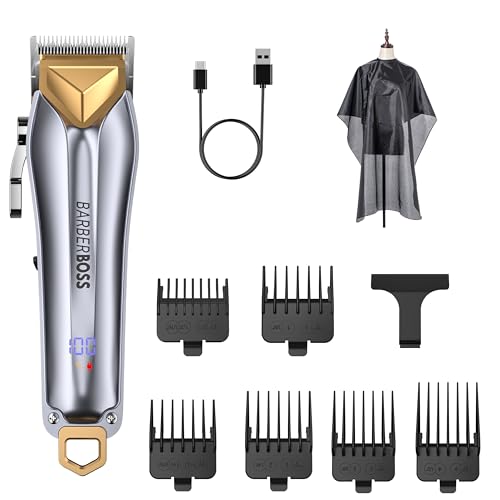 BarberBoss Hair Clippers Men, Rechargeable Men's Styling Kit, Cordless Hair & Beard Trimmer, Face Detailer, Precision Clippers for Home Haircuts, Men's Grooming Kit