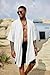 COOFANDY Men's Cotton Linen Cardigan Kimono Style Poncho Cloak Open Front Cape, White, Medium