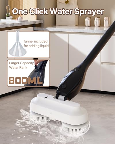 Electric Spin Scrubber,Cordless Electric Mop For Floor Cleaning，With Water Sprayer And Large 800ml Tank，Adjustable Extension Handle With 4000mAh Battery，Spin Mop For Hardwood Floors，Pet Cleaning