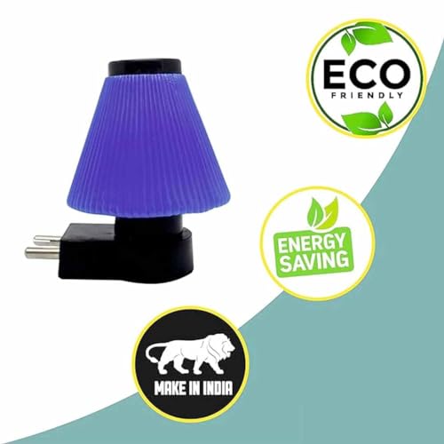 Image of GURUSOAMI Small Lamp Type 2 Pin LED Night Lamp 0.5 Watt Plug & Play Bulb For Bedroom, Living Room, Zero Watt Light Direct Socket Use For Night (Blue, 2)