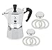 Bialetti Moka Express #06799 - Macchina per caffè espresso da 3 tazze e Bialetti #06960, sei guarnizioni di ricambio e due piastre filtranti di ricambio Bialetti