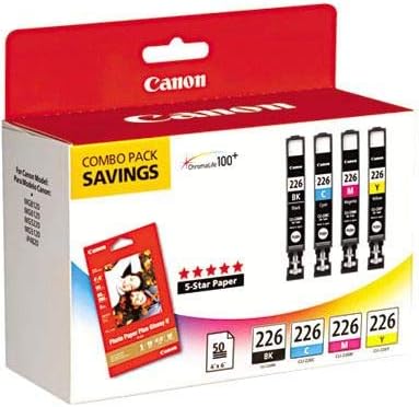 Canon CLI226 Color Pack with Photo Paper 50 Sheets Compatible to iP4820, MG5220, MG5120, MG6120, MG8120, MX882, iX6520, iP4920, MG5320, MG6220, MG8220, MX892