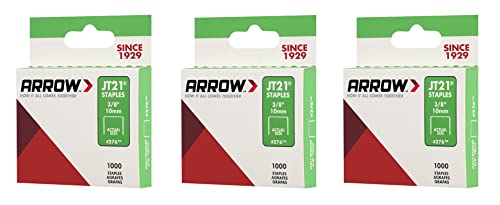 Image of Arrow 276 JT21 3 /8-Inch / 10mm Staples, 1000 Staples, Pack of 3