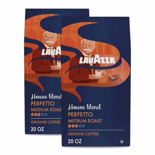 Lavazza Perfetto Ground Coffee Blend, Dark Roast, Value Packet, Caramel flavor with Dark and Velvety Texture, 100% Arabica, 20 Ounce (Pack of 2)