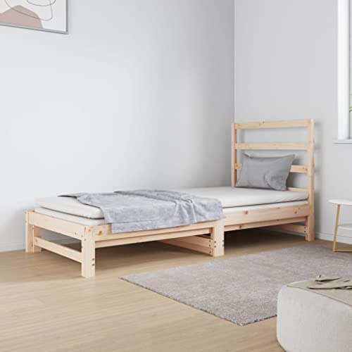 Mokuyary Cama de día extensible 2 x (90 x 190) cm de madera maciza de pino, cama de día con somier, cama de invitados, sofá cama sin colchón, sofá cama para salón, dormitorio -B