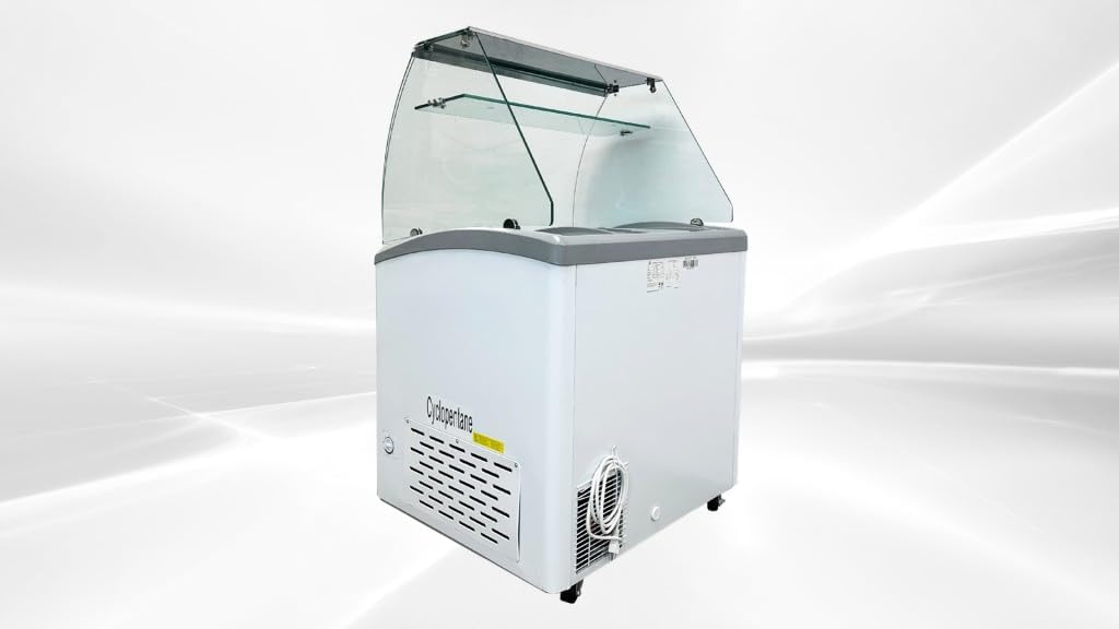 Gelato Freezer Display Case Dipping Cabinet Pan Ice cream showcase Curved Clear Glass 31"