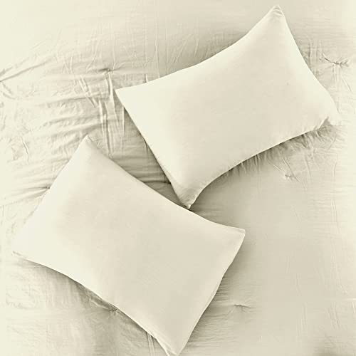 Modern Threads - Down Alternative Brushed Microfiber - Elegant All Season Bedspread Set - Includes Comforter, Shams, & Decorative Pillow - Luxurious Bedding - Coconut Queen #TOP6