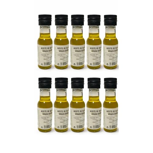 Pack 10 Botellas Monodosis Aceite de Oliva Virgen Extra Extremeño 20ml | AOVE Premium 100% Natural | Formato Individual para Hostelería, Catering y Take Away