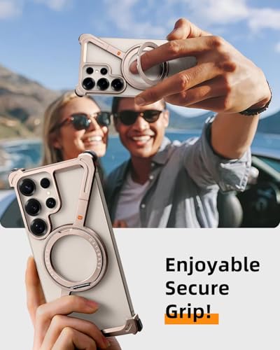 Image of Bumper Case with Kickstand Compatible with Galaxy S26 Ultra Case with Wireless Charging | Luxury Aluminum Armor (Dessert)