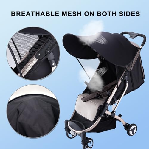 FUIPVGI Sonnensegel Kinderwagen UV Schutz Sonnenschutz Kinderwagen, Kinderwagen Sonnenschutz, Sonnensegel Buggy, Sonnensegel für Kinderwagen für Buggy Sonnenschutz für Baby (Schwarz)