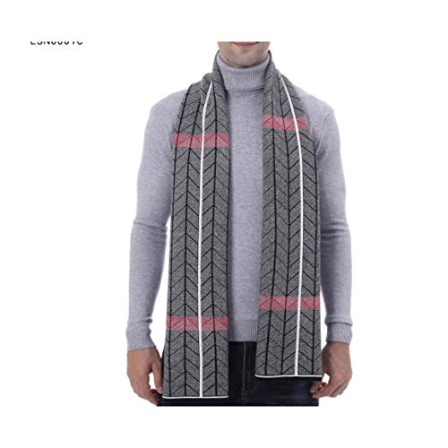Bufanda de invierno para hombre con tejido jacquard a cuadros y rayas chal largo cálido 2