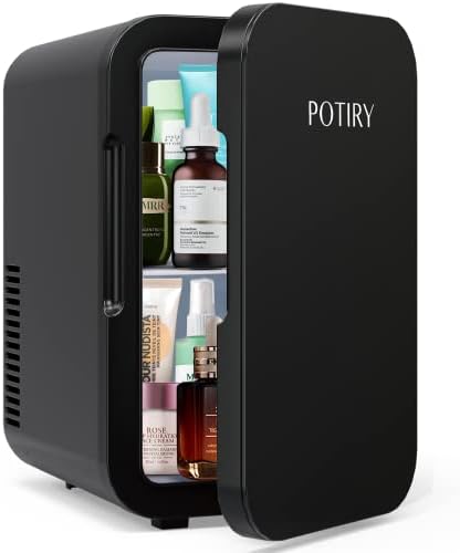 Potiry Mini Fridge, 6 Liter AC/DC Portable Thermoelectric Cooler and Warmer Mini Fridge for Bedroom Car Home Travel Mini Refrigerator for Skin Care Foods Medications