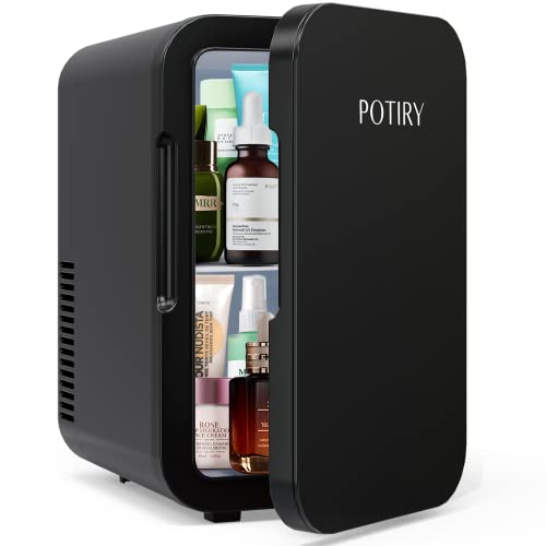 Mini Fridge, Potiry 6 Liter AC/DC Portable Thermoelectric Cooler and Warmer Mini Fridge for Bedroom Car Home Travel Mini Refrigerator...