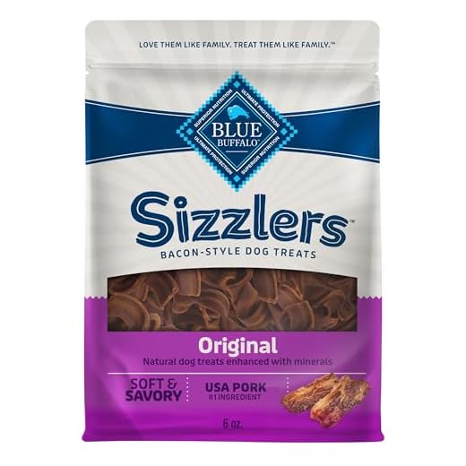 Blue Buffalo Sizzlers Natural Soft Dog Treats, Bacon-Style Soft-Moist Dog Treats with Real USA Pork, Original Flavor, 6-oz Bag