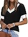 Womens Summer Tops Short Sleeve Sweater for Women Trendy Casual Spring Outfits Beach Vacation Clothes Travel Resort Wear 2026 Casual V Neck Soft Cute Plus Size Tops Tshirts Shirts Black