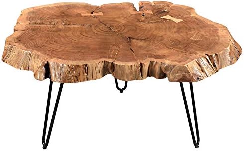 Whi Solid Wood Live Edge Coffee TABLE, NATURAL