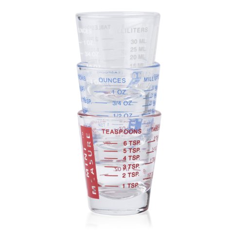 Mini Measuring Glasses, Ounce Size, Set of 3 Oz/ml/tsp/tbs Shot Glass Dezine