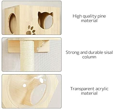 review La La Pet® Wall Mounted Cat Bed Wooden Floating Cat Shelf Capsule Cat House Cat Perch Cat Steps Cat Ladder Cat Tree Cat Furniture Cat Lounger Cat Climber Cat Shelter Condo (5 Steps)