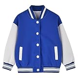 JEATHA Kinder Baseballjacke Sweatshirt Jungen Mädchen Sweatjacke Sportjacke Langarm Bikerjacke Sportjacke Blau 158-164