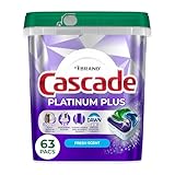 Cascade Platinum Plus Dishwasher Pods, Dish Detergent Soap, Fresh, 63 Count