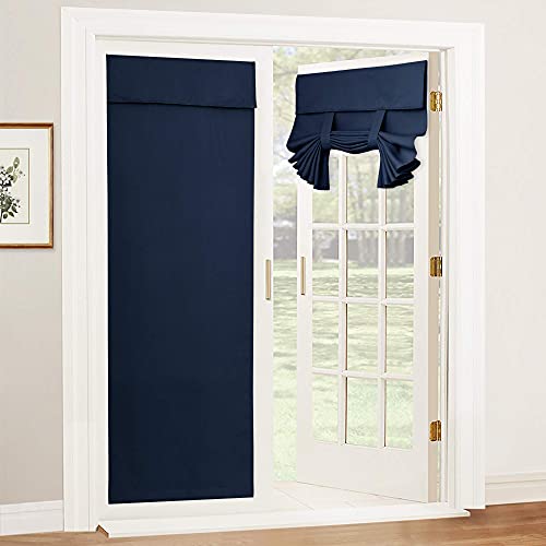 Image of RYB HOME French Door Curtains - Privacy Blackout Thermal Insulated Patio /Front /Tricia Door Cover Room Darkening Window Curtains, W42 x L72 inch, 1 Panel, Navy Blue