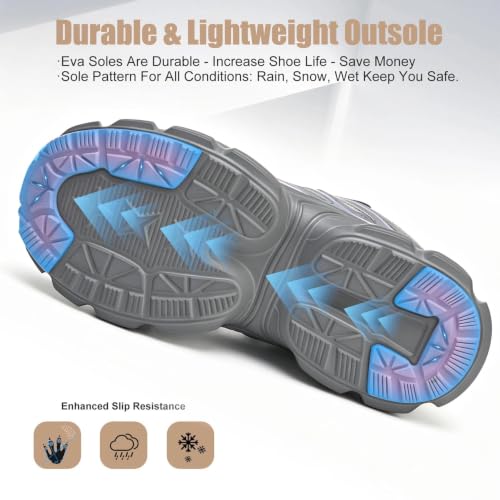 Image of Hogent Steel Toe Shoes for Women Men Wide Non Slip Work Sneakers Indestructible Shoes Lightweight Breathable Construction Sneakers Puncture Proof Ergonomic Design
