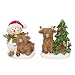 YeehaWhoo Christmas Highland Cow Figurines Decor, 2 PCS Small Cows with Christmas Snowman/Tree, Hanging Ornaments Xmas Resin Statue for Garden Bathroom Kitchen Home Table Decorations