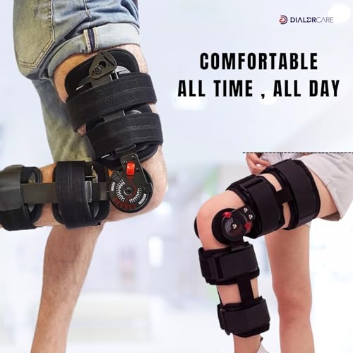 Image of DIALDRCARE Hinged Knee Brace Leg Support Protector Medical Meniscus Tear Recovery Stabilizer (Black)