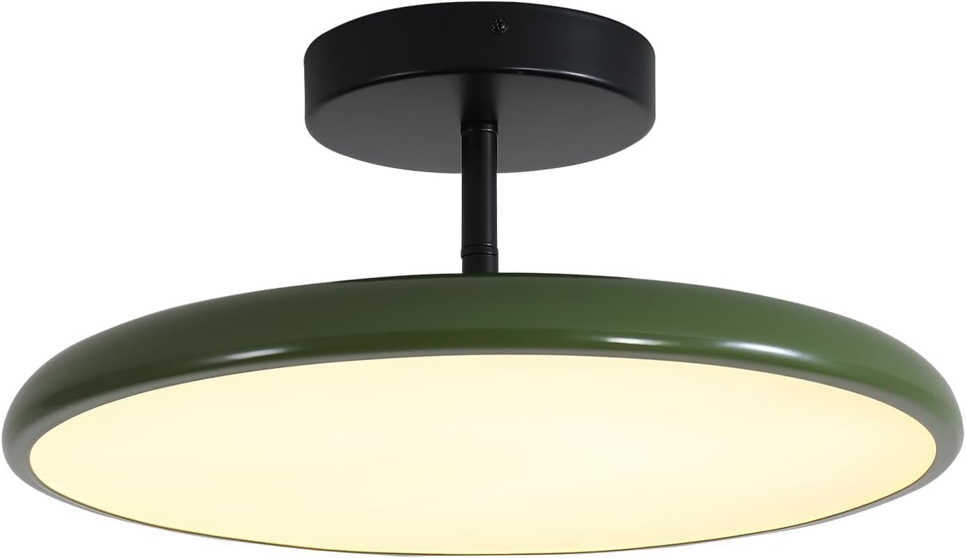 KCO Lighting Vintage Green Flush Mount Ceiling Light Black Semi Flush Mount Ceiling Light Mid Century Modern Entryway Ceiling Lamp LED Hallway Ceiling Lights Fixtures