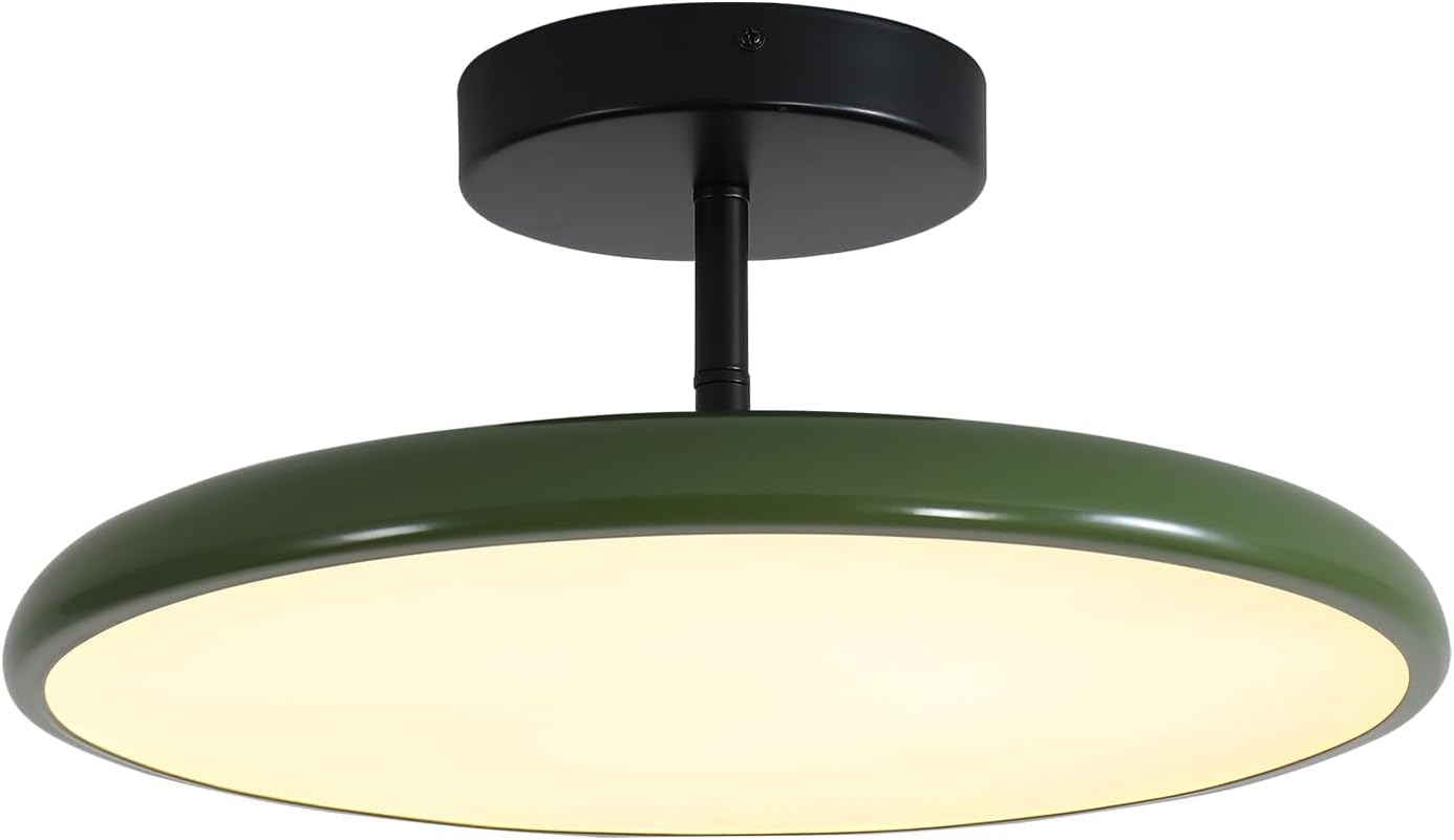 KCO Lighting Vintage Green Flush Mount Ceiling Light Black Semi Flush Mount Ceiling Light Mid Century Modern Entryway Ceiling Lamp LED Hallway Ceiling Lights Fixtures