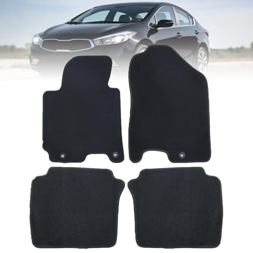GXARTS Car Floor Mats Carpet Full Set All-Weather Protect Compatible with Kia Forte 2014 2015 2016 2017 2018 | Waterproof Black Car Mats with Anti-Skid Retaining Buckle