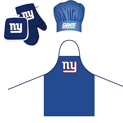 NFL New York Giants Team Logo Barbeque Apron, Chef's Hat and Pot Holder Deluxe Set